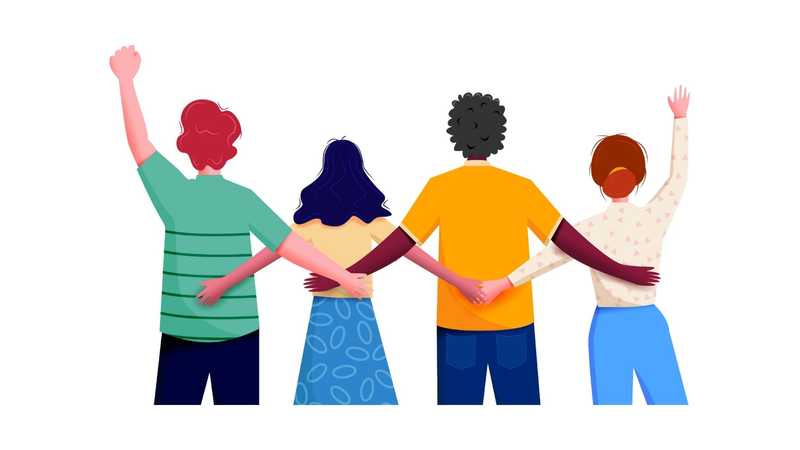 People standing arm in arm
